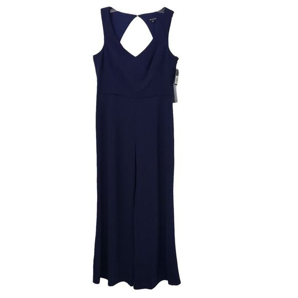 Marina NWT Navy Jumpsuit Wide Leg V Neck Evening Essential Sleeveless woman's 12 - Picture 8 of 10